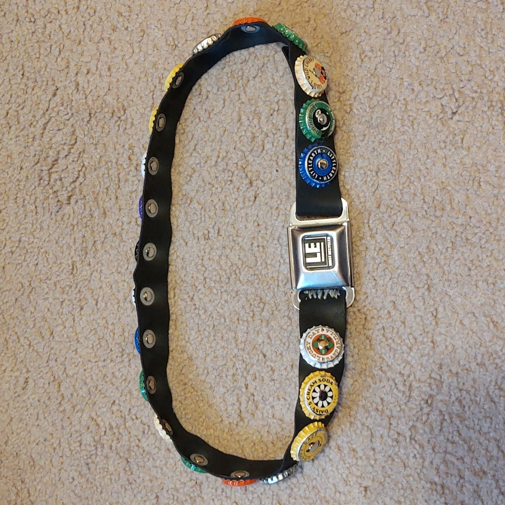 Little Earth Silver and Black Belt with Decorative Accents